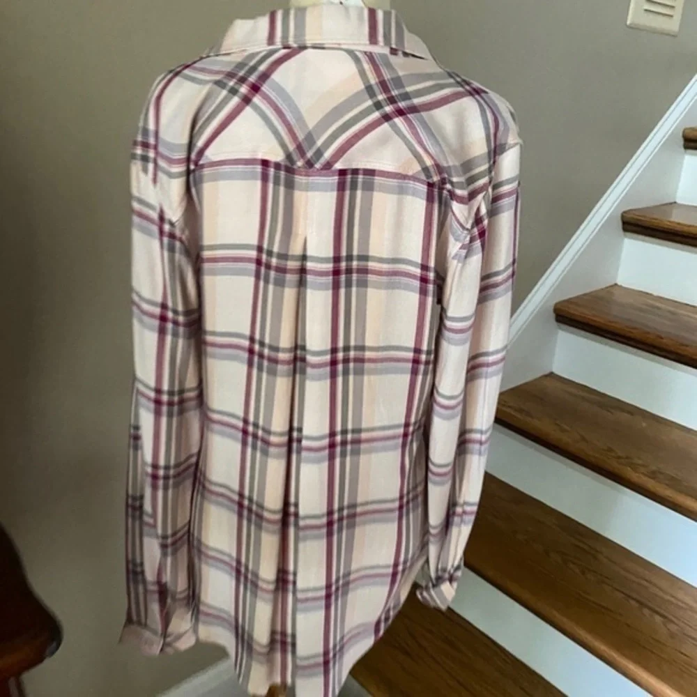 Anthropologie Pink Plaid Button Down Shirt - Picture 7 of 8
